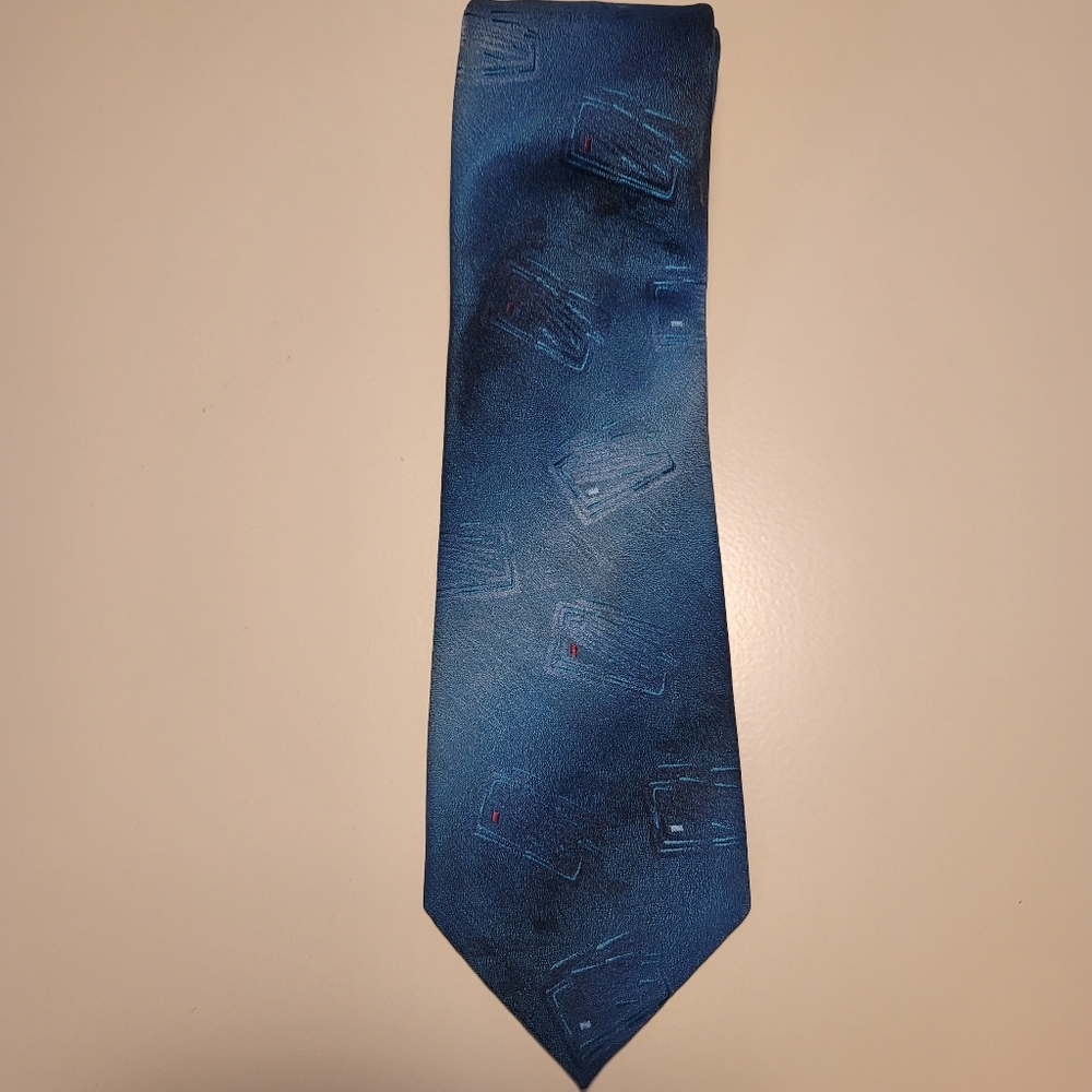 Towncraft Blue Abstract Rectangles Print Wide Tie‎